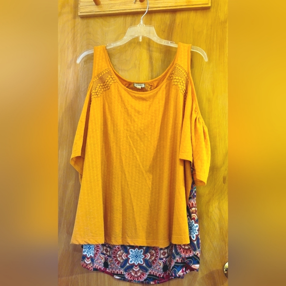 Plus size cold shoulder blouse